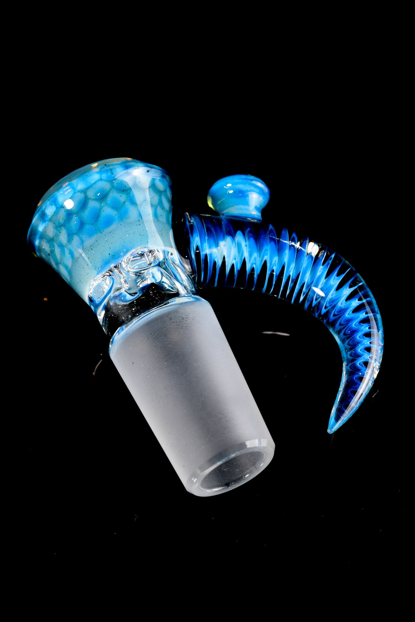 Jamms Glass - 18mm 4 Hole Honeycomb Slide W/Cane Handle - Blue Stardust Over Ghost