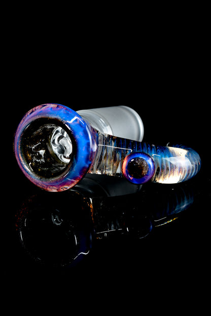 Jamms Glass - 18mm 4 Hole Honeycomb Slide W/Cane Handle - Light Phoenix Over Bronze Pearl