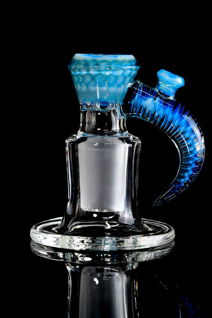 Jamms Glass - 18mm 4 Hole Honeycomb Slide W/Cane Handle - Blue Stardust Over Ghost