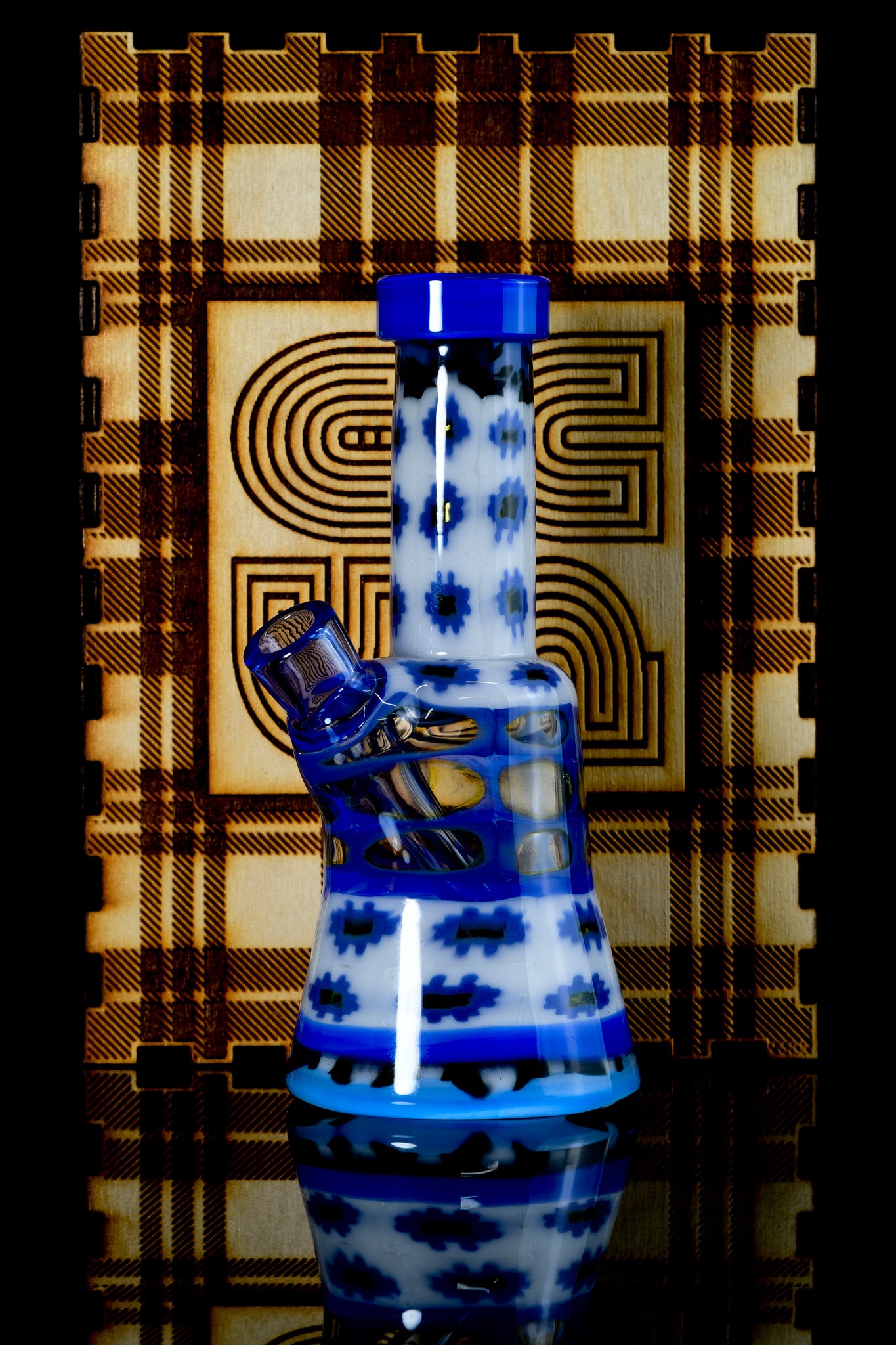 Crunkelstein Glass - White & Blue Shorty Tube - Millie Tube