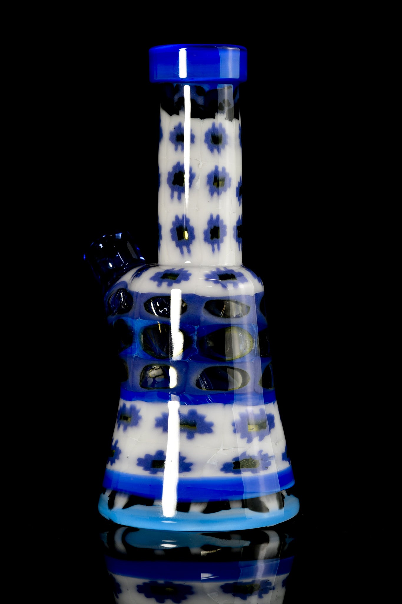 Crunkelstein Glass - White & Blue Shorty Tube - Millie Tube