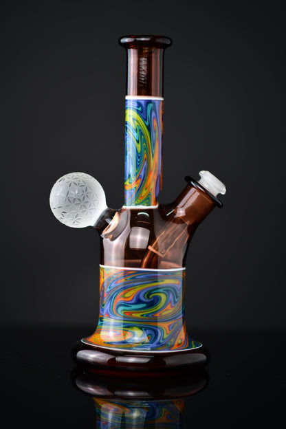 Thill Glassworks - Rainbow Wig Wag Mini Tube W/ Caved Marble