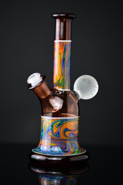 Thill Glassworks - Rainbow Wig Wag Mini Tube W/ Caved Marble