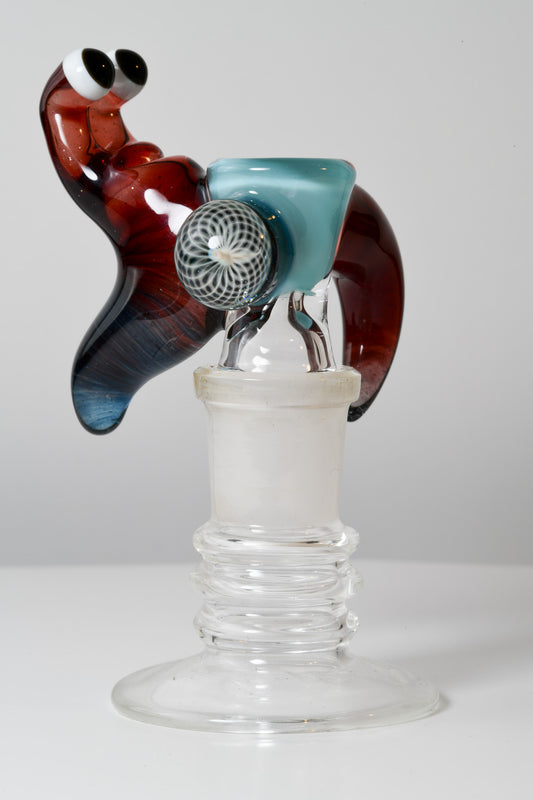 Browski - 18mm 1 Hole Blue Fade Bowl w/horn & marble