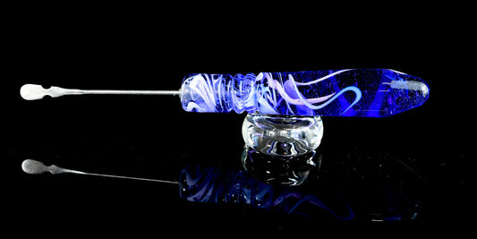 Full Zirk Glass - Glass Handle Dabber - Purple/White