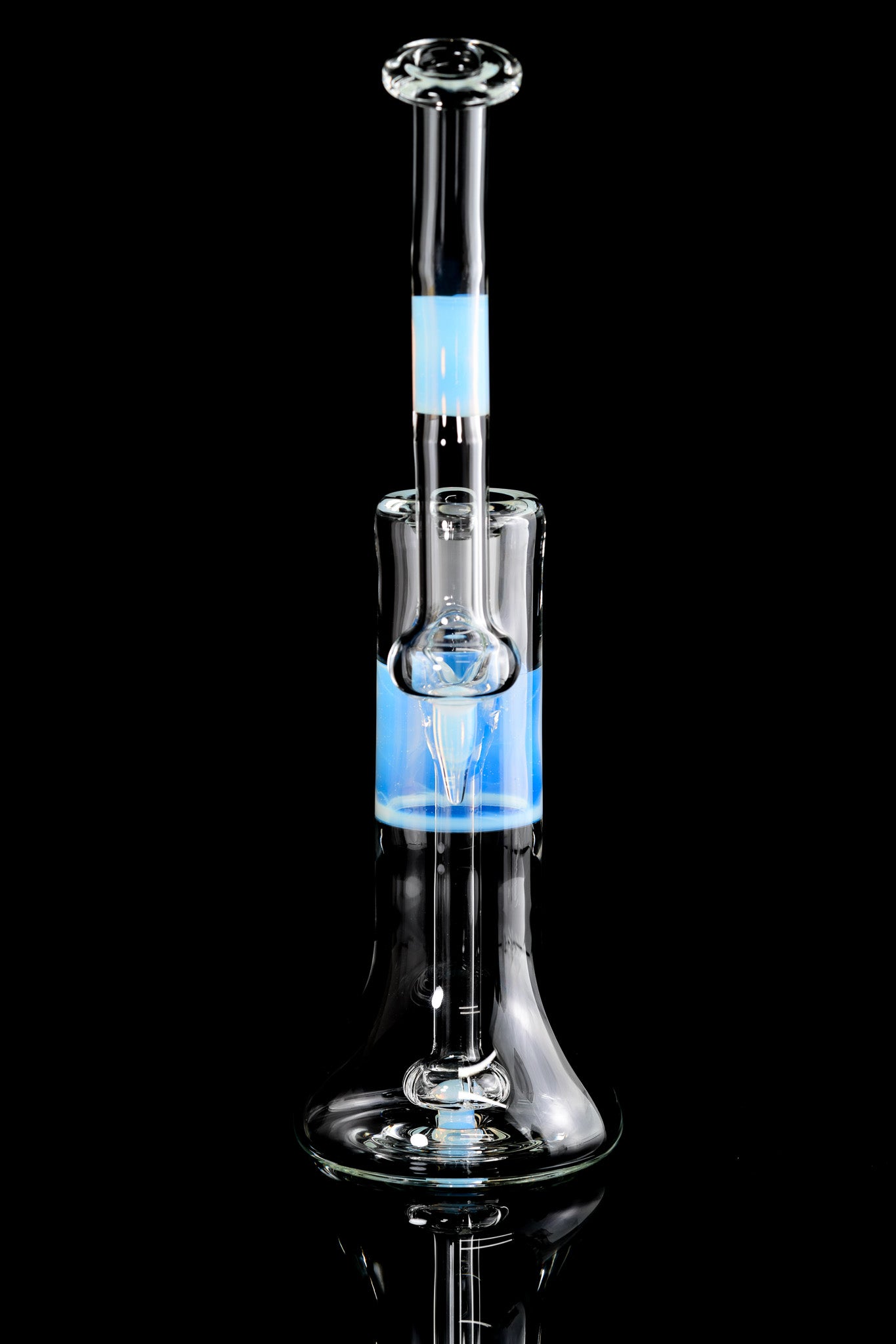 Green Belt Glass - 18mm Dewar Joint Bubbler W/Colour Sections And Spike