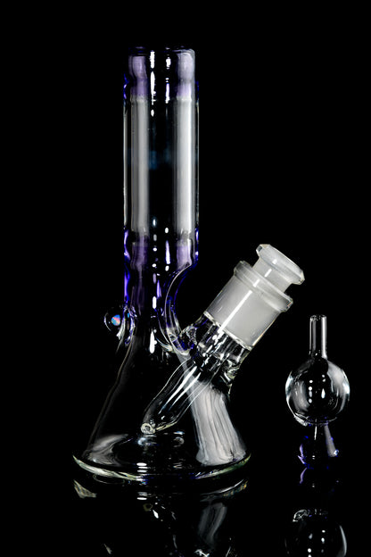 Discobox Glass - Purple Rain Accented Mini Tube W/ Matching Bubble Cap