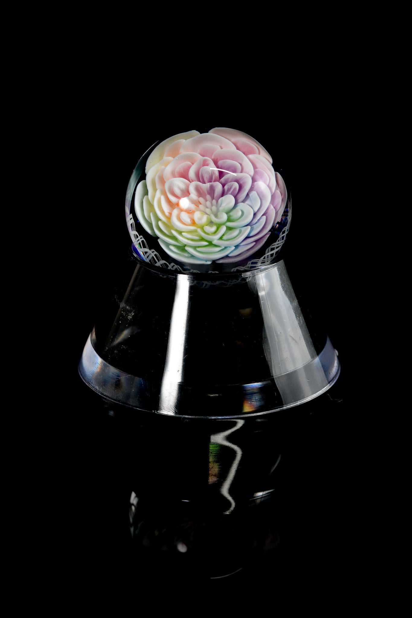 GlassAzu - Retti Marble W/ Rainbow Flower imlposin (Smaller)