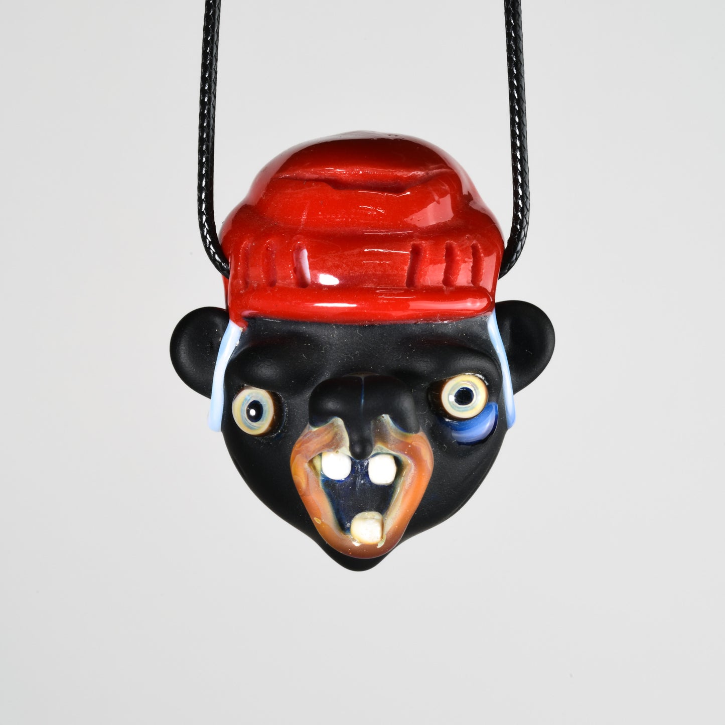 Obe Glass - Hockey Bear Pendant - Red Helmet