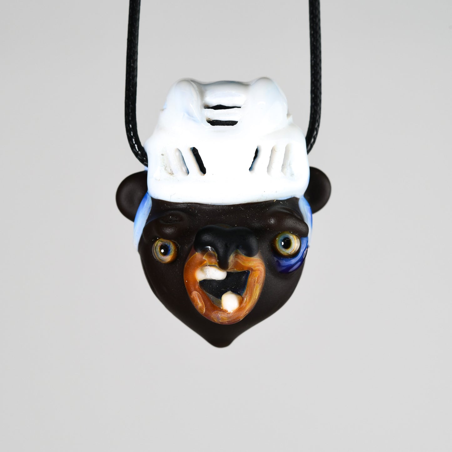 Obe Glass - Hockey Bear Pendant - White Helmet