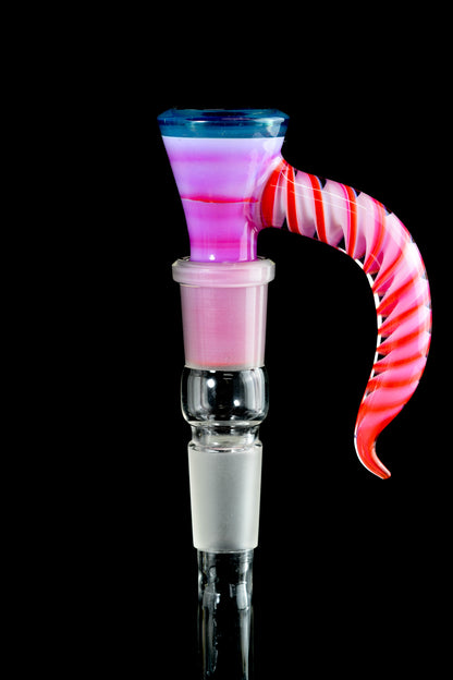 Thill Glassworks x Asu Glass - Pink Down Horn 18mm 4 Hole Full Work Slide