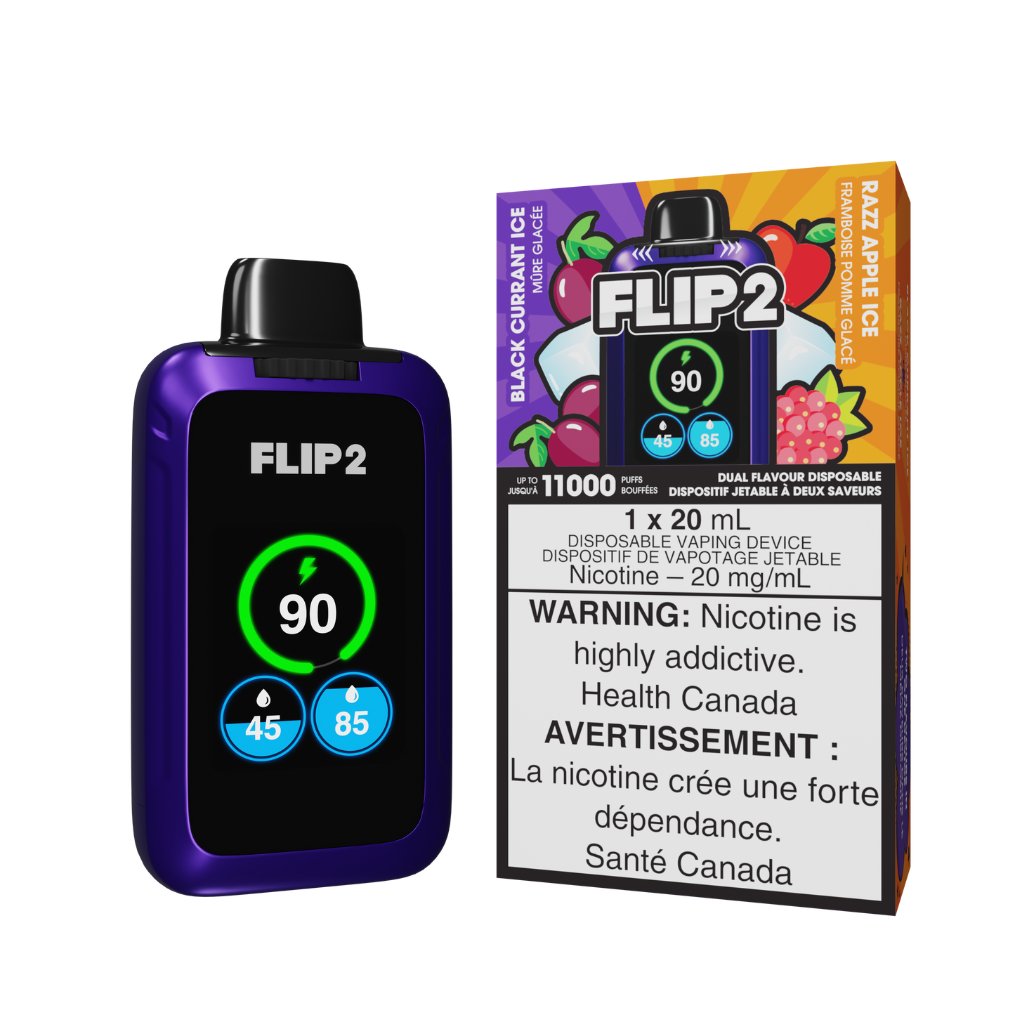 Flip 2 - Black Currant Ice and Razz Apple Ice / 20 mg / 20 mL