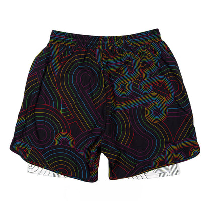 Grassroots - Pink Floyd DSOTM V2 Black Rainbow Athletic Liner Shorts