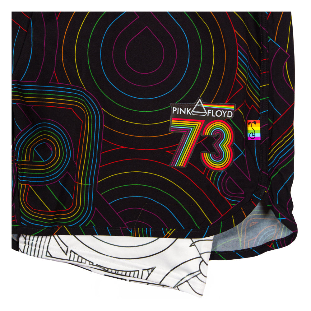 Grassroots - Pink Floyd DSOTM V2 Black Rainbow Athletic Liner Shorts