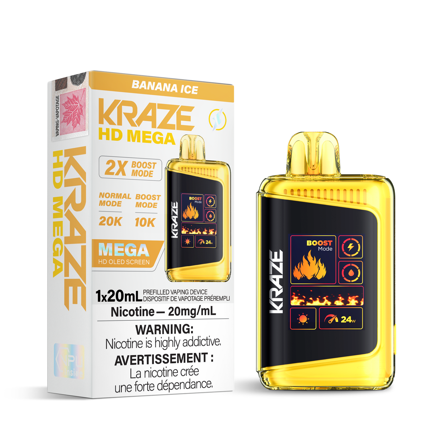 Kraze HD Mega - Banana Ice / 20 mg / 20 mL