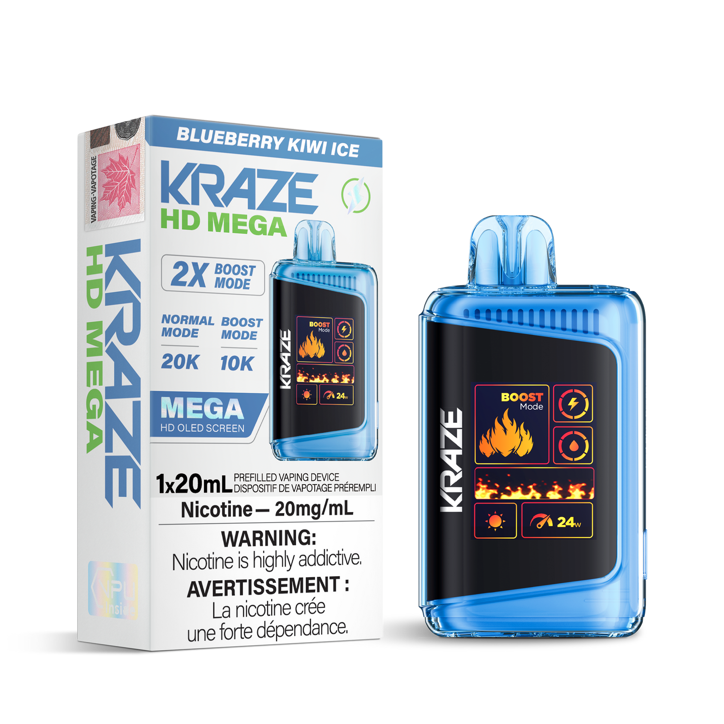 Kraze HD Mega - Blueberry Kiwi Ice / 20 mg / 20 mL