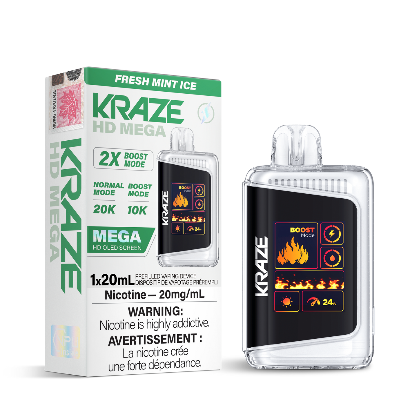 Kraze HD Mega - Fresh Mint Ice / 20 mg / 20 mL