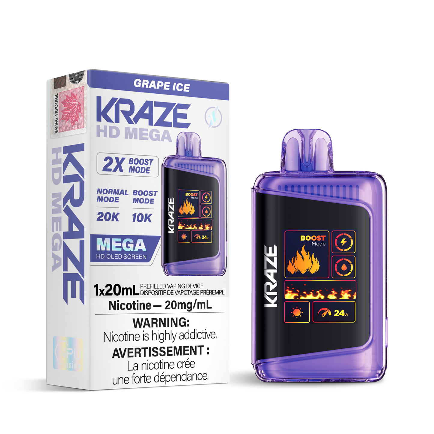 Kraze HD Mega - Grape Ice / 20 mg / 20 mL