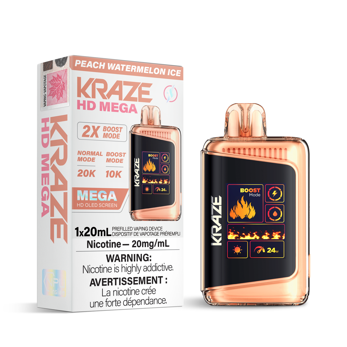 Kraze HD Mega - Peach Watermelon Ice / 20 mg / 20 mL