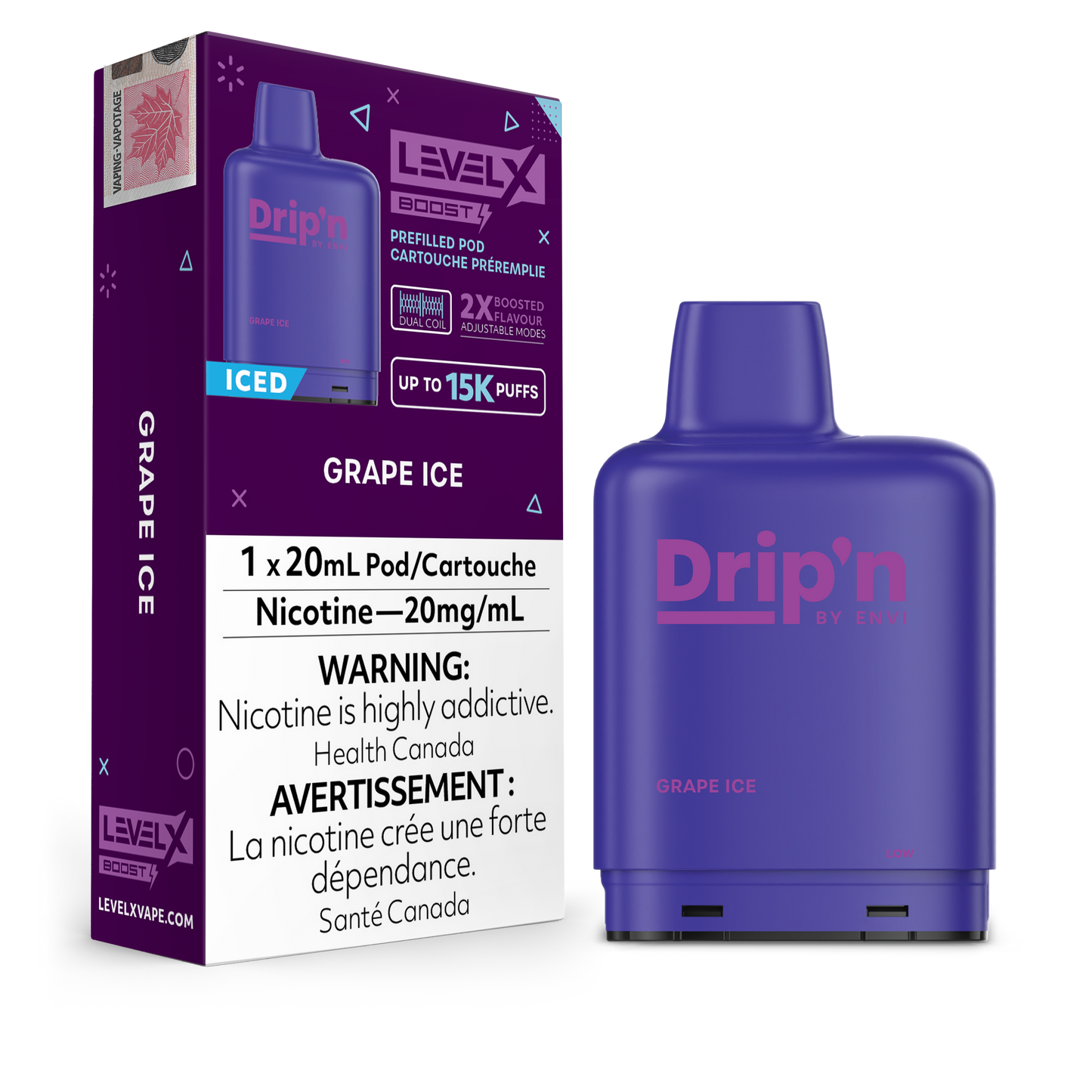 Level X Drip'n Boost - Grape Ice / 20 mg / 20 mL