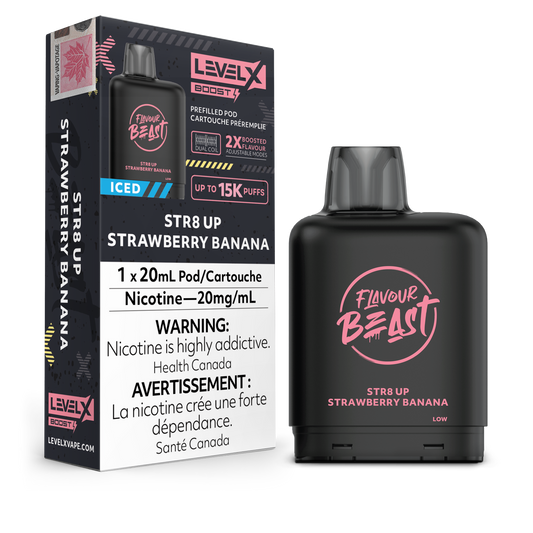 Level X Boost - STR8 Up Strawberry Banana Iced / 20 mg / 20 mL