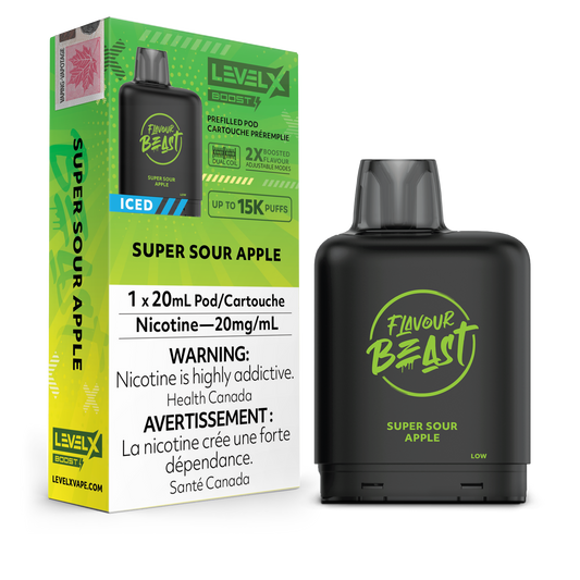 Level X Boost - Super Sour Apple Iced / 20 mg / 20 mL