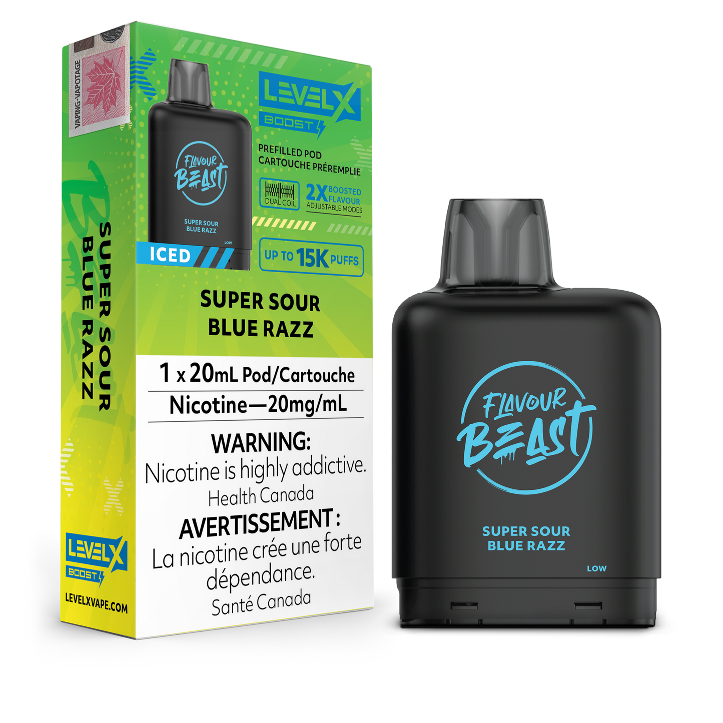 Level X Boost - Super Sour Blue Razz Iced / 20 mg / 20 mL