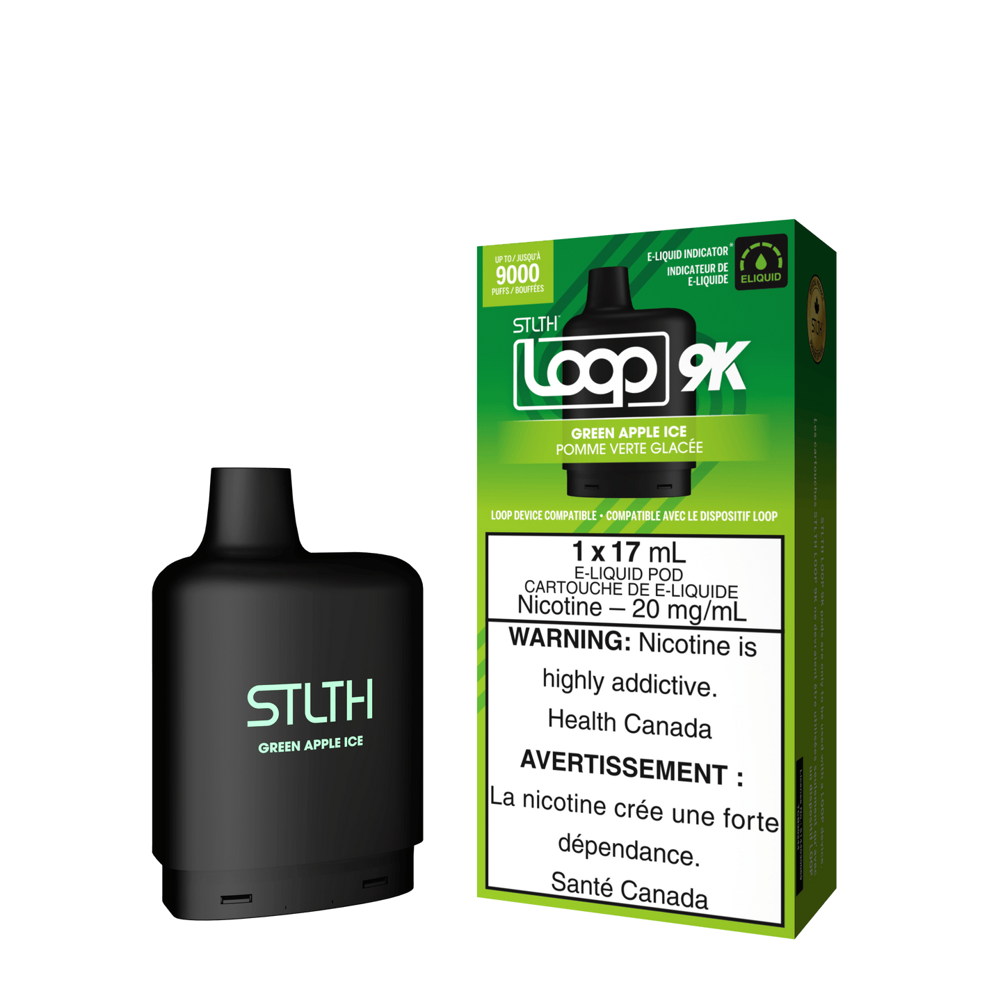 STLTH Loop 9K - Green Apple Ice / 20 mg / 17 mL