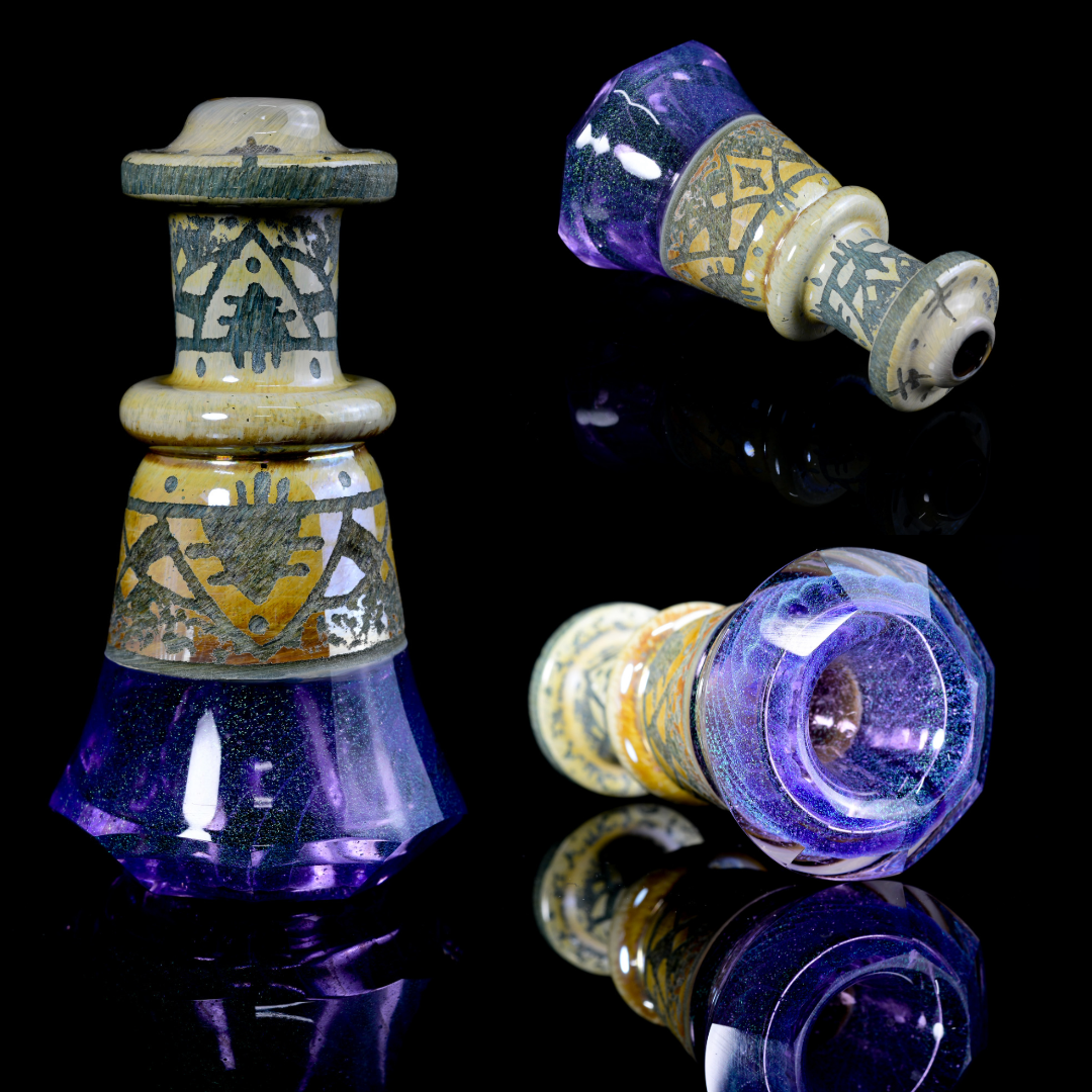 Corki's Portal Glass - Faceted Carved Chillum - 2