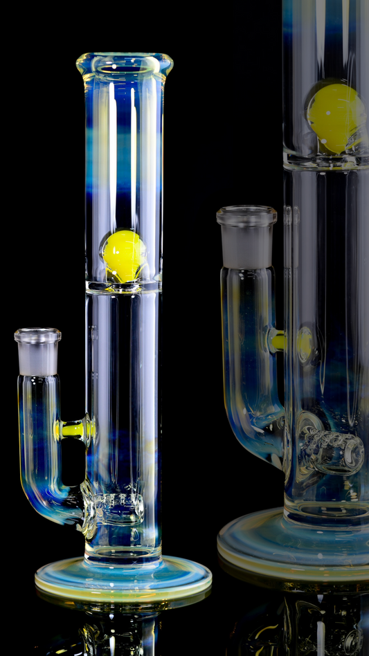 Green Belt Glass- Fumed Mini Inline W/ Marble Splash Guard - 3