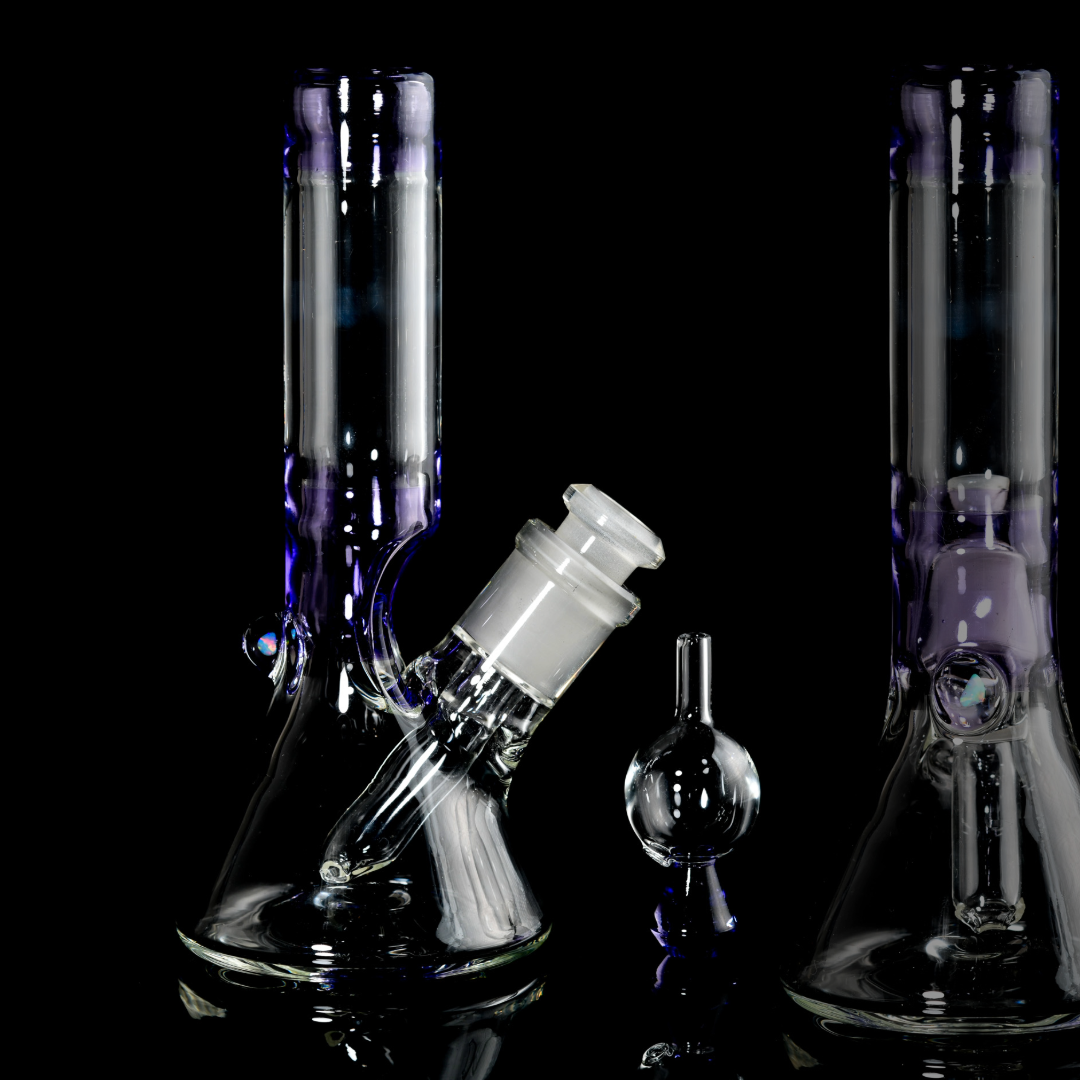 Discobox Glass - Purple Rain Accented Mini Tube W/ Matching Bubble Cap