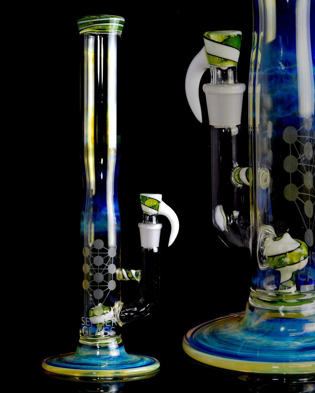 Sepher Glass - Full Accent Line Work Puck Straight Tube