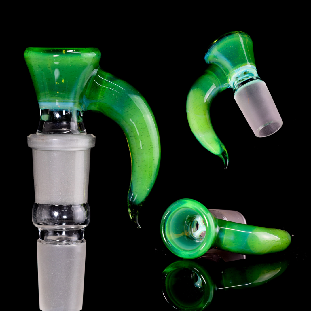 Asu Glass - 18mm 3 Hole Horn Slide - Sea Slyme