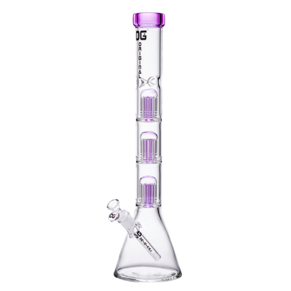 Og Glass - 18" 7mm OG Original Triple Perc Beaker - Pink